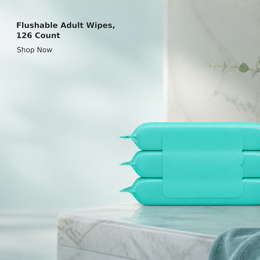 Rinse-Free Unscented Adult Wet Wipes – 126 Count