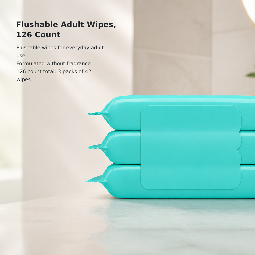 Rinse-Free Unscented Adult Wet Wipes – 126 Count